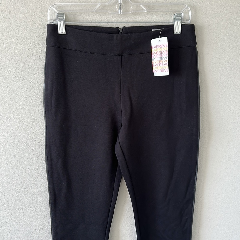NWT Tart (Evereve) High Waisted Sylvia Ponte Pant w/Faux Leather Black Medium - Picture 3 of 14